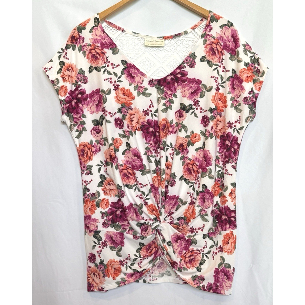 Bobbie Brooks Womens Lace‎ Floral Top Size L Bloomcore Cottage Casual Preppy